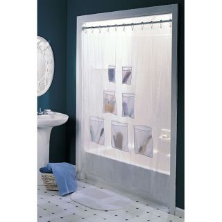 Vinyl with Mesh Pockets Shower Curtain