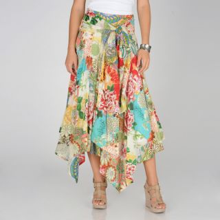 Grace Elements Womens Floral Fusion Uneven Hem Ruffled Skirt