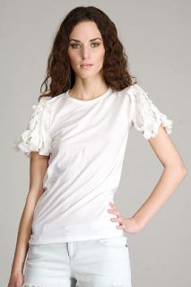 Clu  Fringe Sleeve White T shirt for women