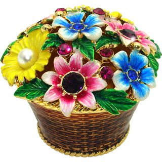 Objet dart Corbeille De Fleurs Basket of Flowers Trinket Box