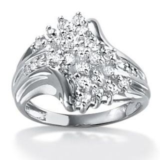 Isabella Collection Platinum over Silver 1/10ct TDW Diamond Ring