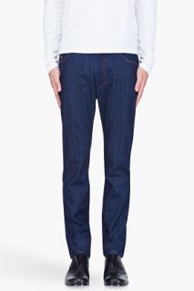 Yves Saint Laurent Navy Silicone Wash Jeans for men