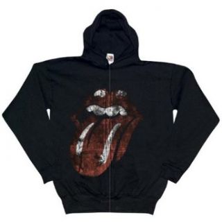 Rolling Stones, The   Distressed Mens Tongue Zip Hoodie in Schwarz