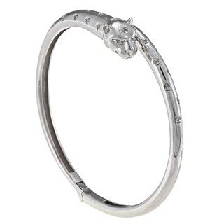 Sterling Silver 1/3ct TDW Diamond Panther Bangle Bracelet (J K, I2 I3
