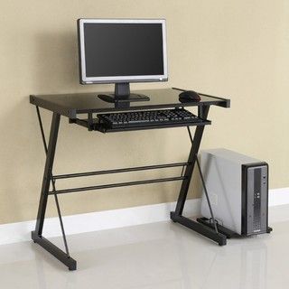 Black Metal Glass Computer Desk