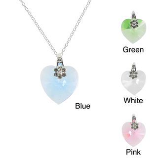 Sunstone Sterling Silver Faceted Heart Necklace Made with SWAROVSKI
