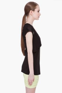 T By Alexander Wang Pebbled Silk Cut Out T shirt for women
