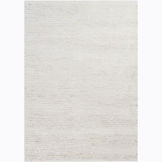 Hand woven Ubec White Wool Shag Rug (5 x 76)