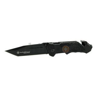 Smith & Wesson SWBG4T Folding Knife, Tanto, 5.6 In, SS, Smooth, Blk
