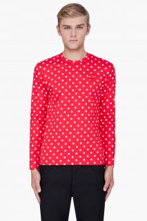 Comme Des Garçons Play  Red Polka Dot Print Jersey Shirt for men