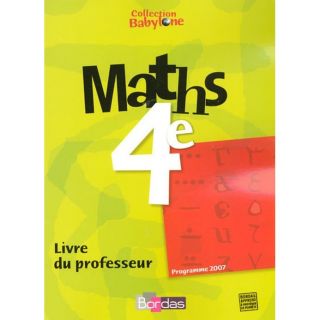 JEUNESSE ADOLESCENT Maths ; 4ème ; livre du professeur (édition 2007