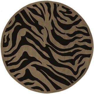 Hand tufted Contemporary Brown Zebra Current New Zealand Wool Rug (79