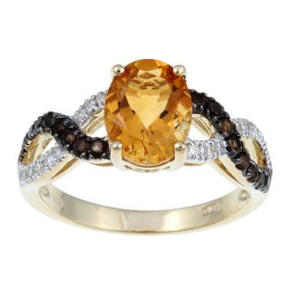 10k Yellow Gold Citrine and 1/10ct TDW Diamond Ring