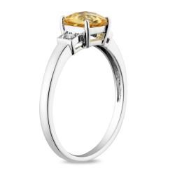 Sterling Silver Citrine and Diamond Fashion Ring