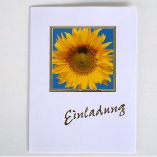 10 Einladungskarten Klappkarten Sonnenblume mit Innentext 