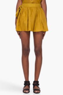 Damir Doma Mustard Pleated Silk Shorts for women