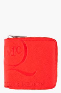McQ Alexander McQueen Red Logo Embossed Zip Wallet for men