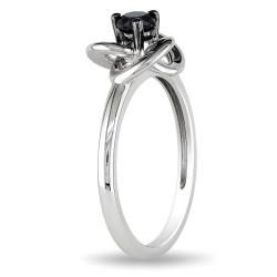 Miadora Sterling Silver 1/4ct TDW Black Diamond Ring