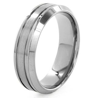 Titanium Grooved and Beveled Ring