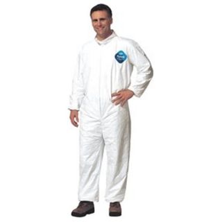 Dupont TY120SWHMD002500 TYVEK Medium White Front Zip w/Collar Coverall
