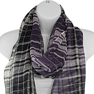 Hand woven Silk Purple and Black Plaid Scarf (India)