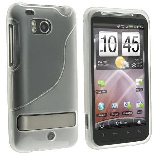 Frost Clear/Clear White S Shape TPU Skin Case for HTC ThunderBolt 4G