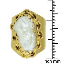 24k Yellow Gold Plated Freshwater Coin Pearl Adjustable Ring