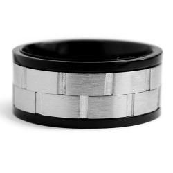 Two tone Stainless Steel Mens Spinner Ring (10 mm)