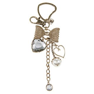 Betsey Johnson Crystal Heart and Bow Key Chain