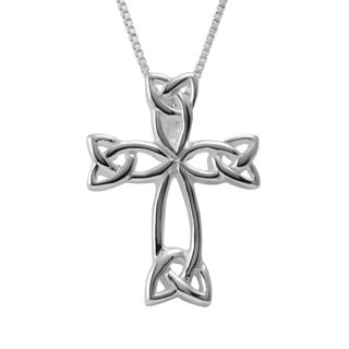 Sterling Silver Box Chain Necklace and Celtic Cross Pendant (Thailand