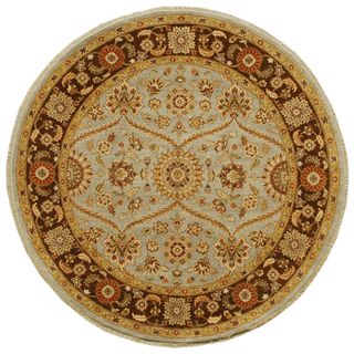 Hand knotted Oriental Ice Blue Wool Round Rug (8 x 8)